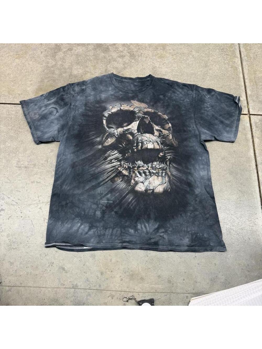 vintage skull faded navy nature animal grunge the mountain shirt size large